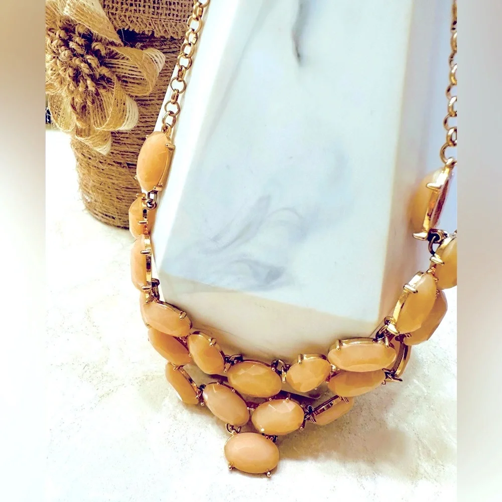 Necklace faux quartz stones gold tone statement necklace 20 inch